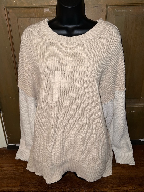 American Eagle Outfitters Sweaters - American Eagle Minimalist Knit Beige Casual Oversized Two Tone Sweater Size L
